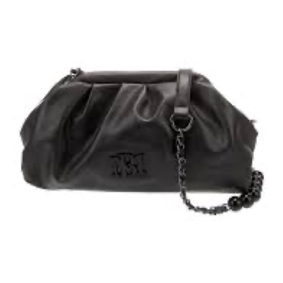 NWT Badgley Mischka‎ Black Framed Vegan Leather Clutch with chain strap - Picture 1 of 5